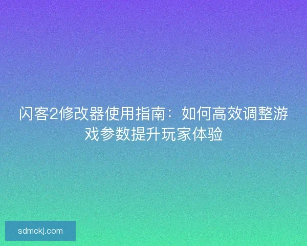 闪客2修改器使用指南：如何高效调整游戏参数提升玩家体验